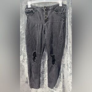 Black ripped mom jeans size 17
